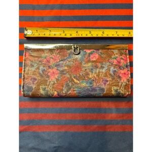 Floral Clutch Wallet Metal Frame Organizer Multicolor Accordion Card Holder VTG